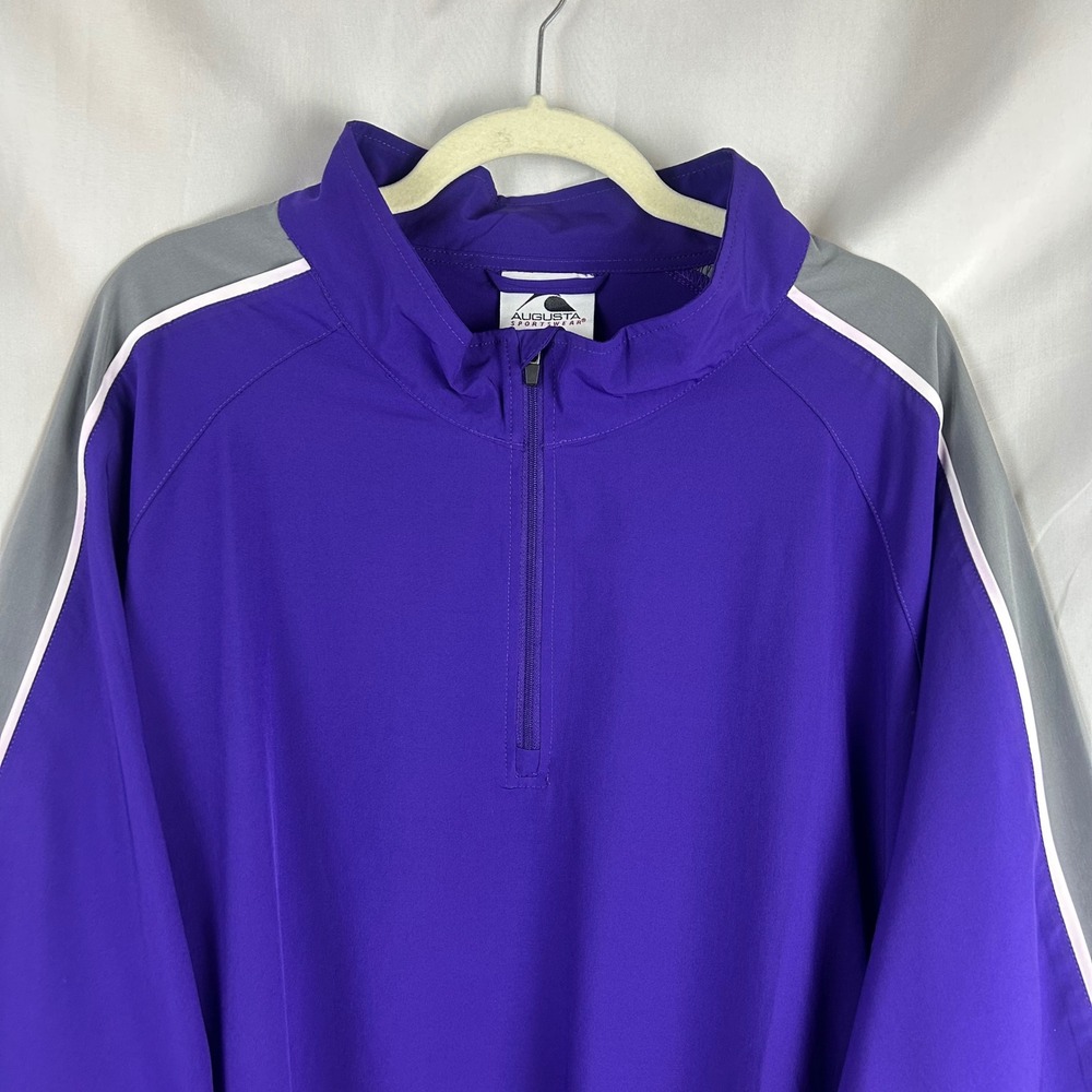 Augusta Purple Gray 1/4‎ Zip Golf Pullover Windshirt Short Sleeve Adult 4XL - Picture 3 of 10